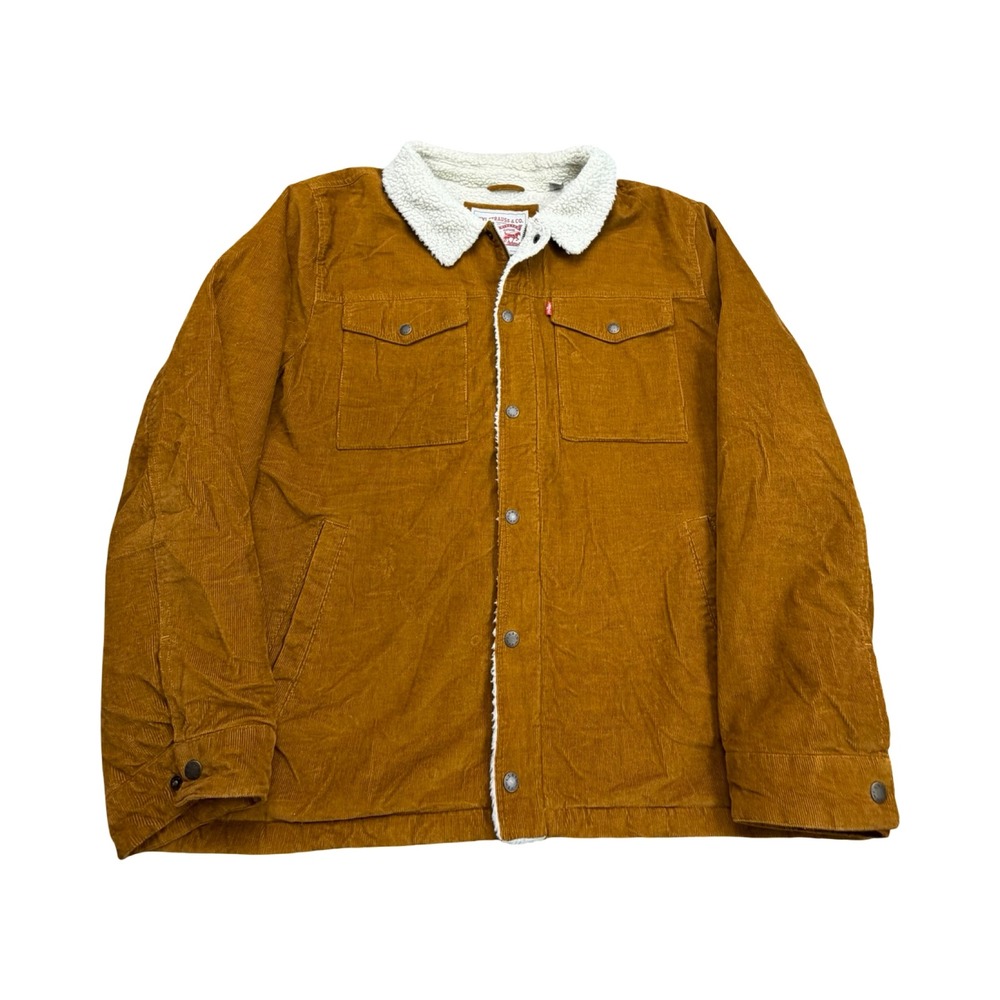 Levi's Jacket Mens XXL Brown Corduroy Sherpa Lined Trucker Snap Front Workwear